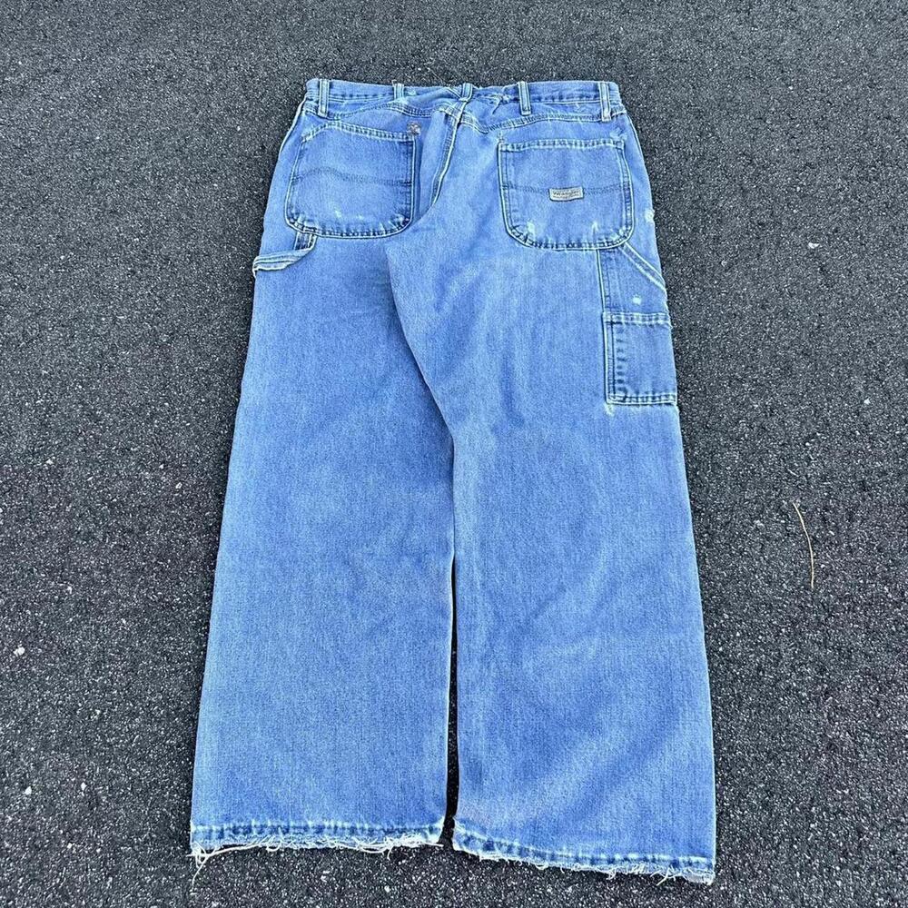 Chill Faded Lightwash Carpenter Distressed Loose Fit Denim Jeans